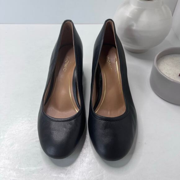 Vionic Carmel Leather Slip On Chunky Heel Pump Black Women's 7M Light Wear - Picture 5 of 10